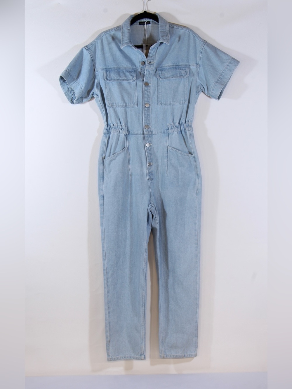 Robertson + Rodeo Braylon Utility Washed Blue Denim Button-Down Jumpsuit NWT